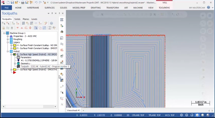 Mastercam 2018 Hybrid Smoothing