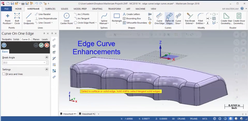 Mastercam 2018 Edge Curve Enhancements