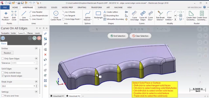 Mastercam 2018 Edge Curve Enhancements