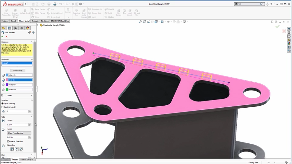 SolidWorks 2018 Tab and Slot