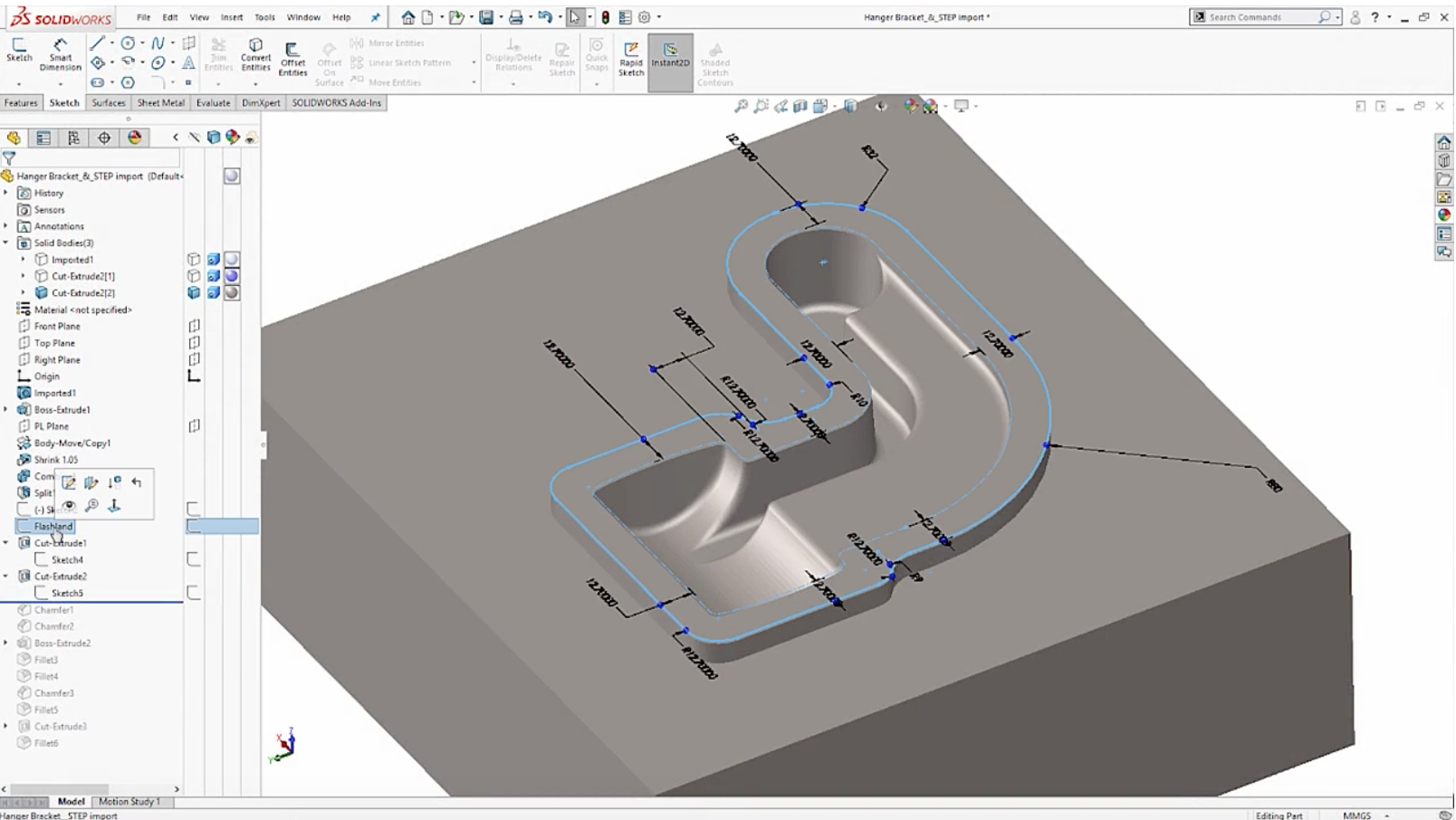 importing stl into solidworks with features