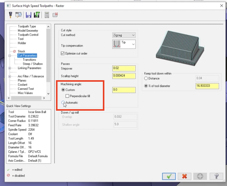 Mastercam High Speed Raster Toolpaths