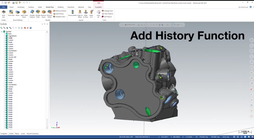 Mastercam Add Solid History Function