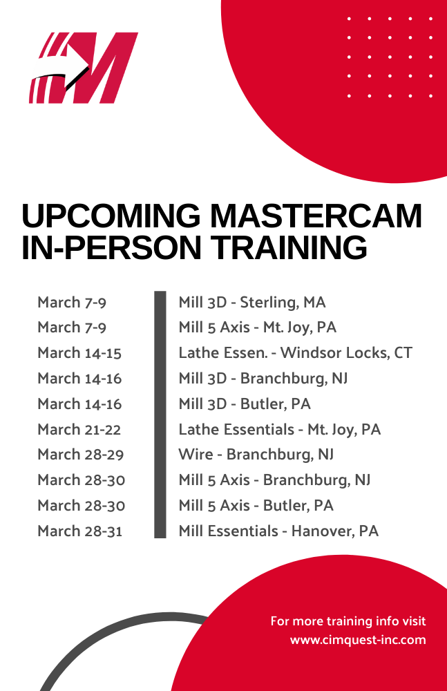 Mastercam in-person training March