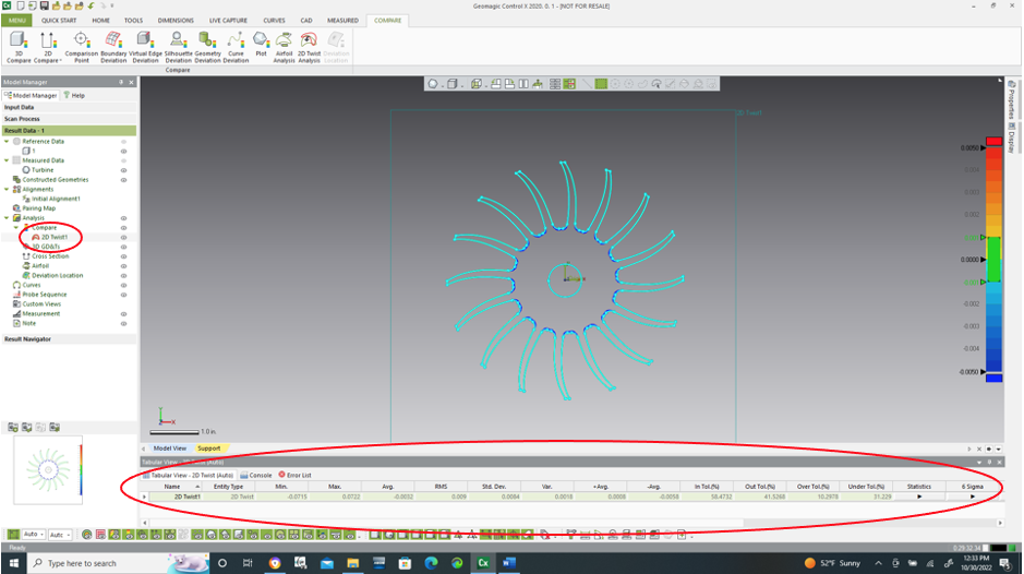 Performing 2D Twist Angle Analysis in Control X