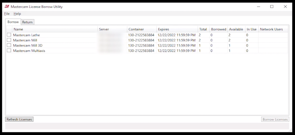 Mastercam Network License Borrow Utility