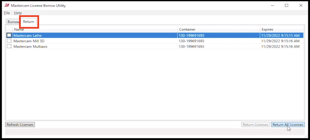 Mastercam Network License Borrow Utility