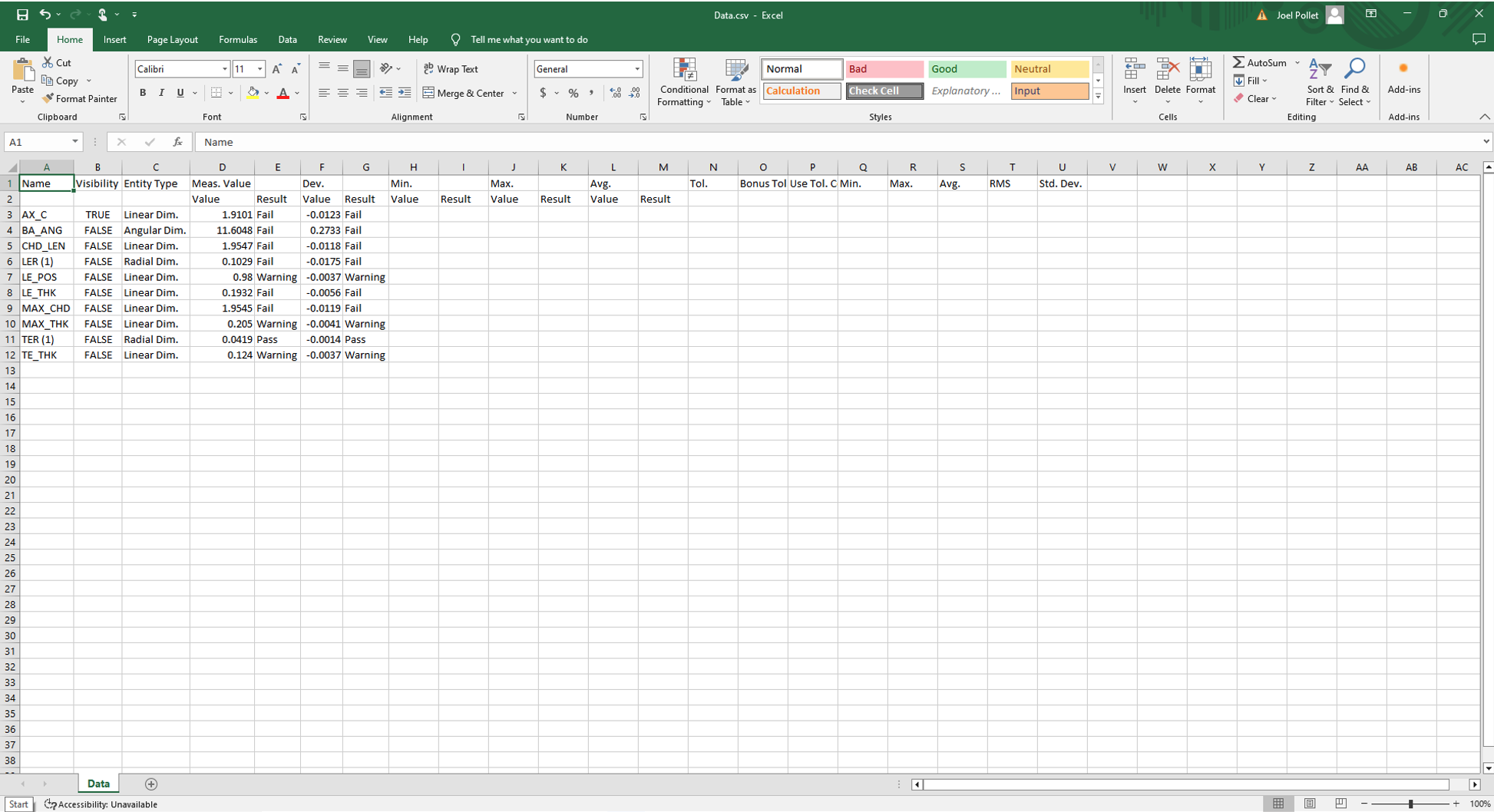 Exporting Control X Data to a Spreadsheet