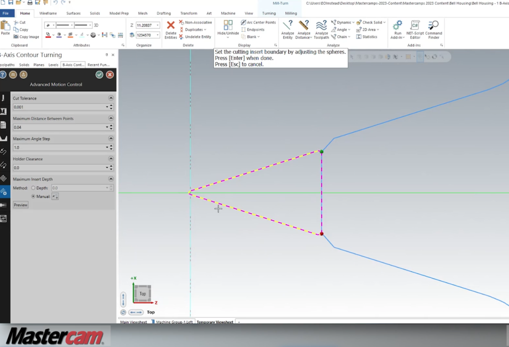 Mastercam B-axis contour