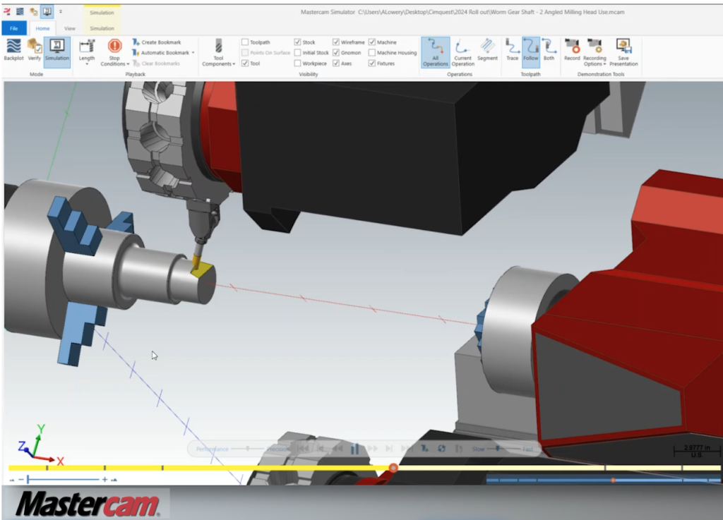 Mastercam C-axis lathe