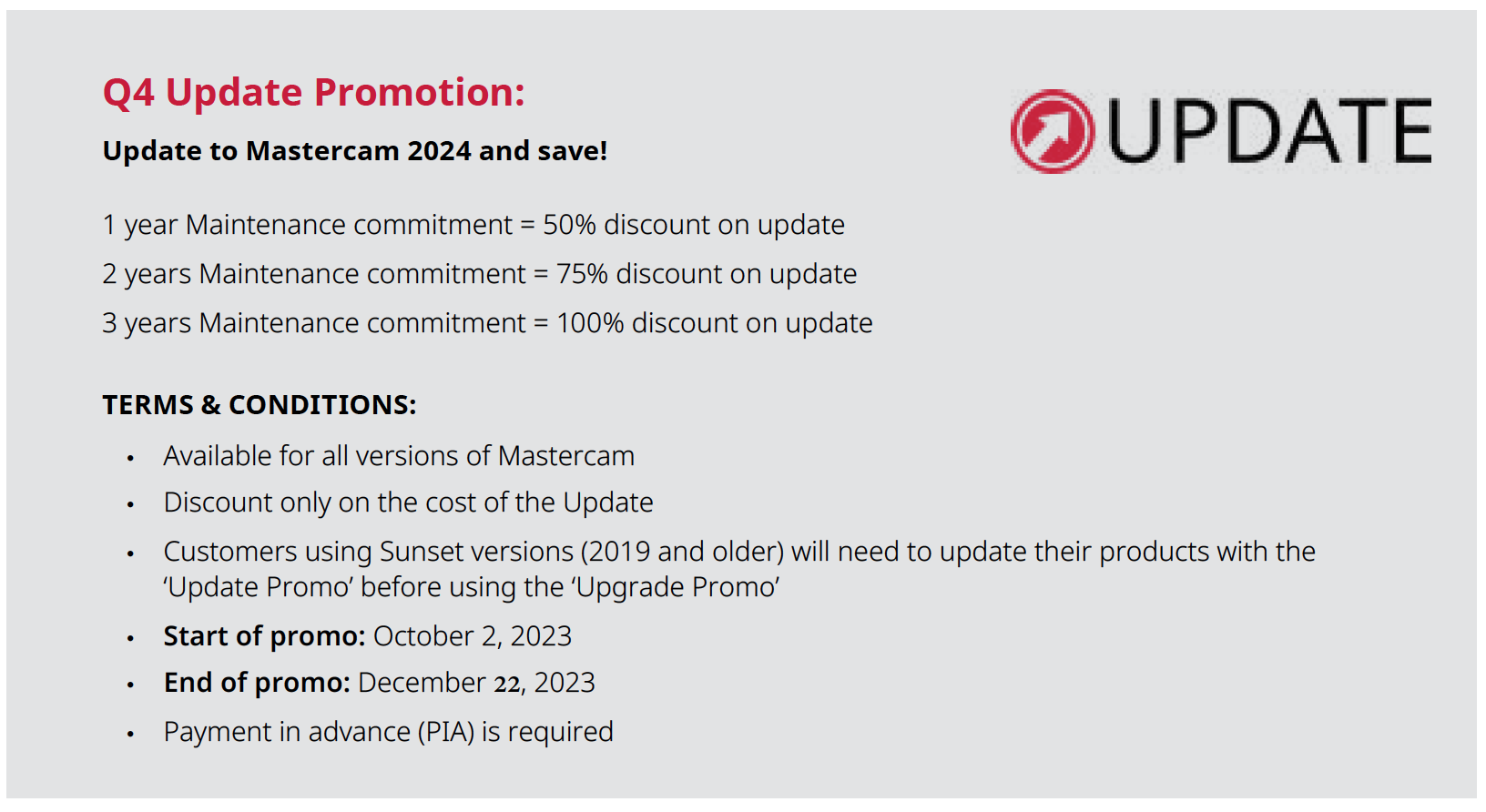 Mastercam update promo