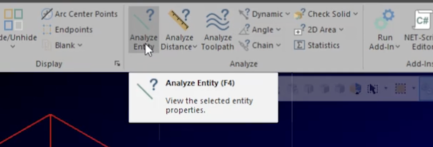 Mastercam Analyze Entity