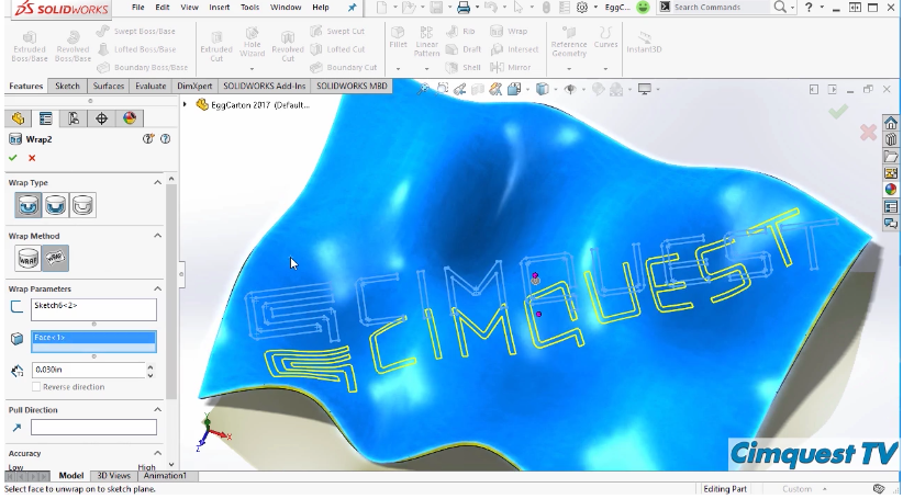 Solidworks 2017 Wrap Onto Freeform Surfaces Cimquest Inc